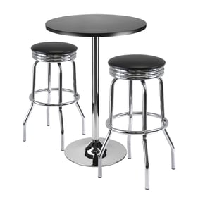 Winsome Summit Black Chrome 3pc Pub Table Set with Bar Stools