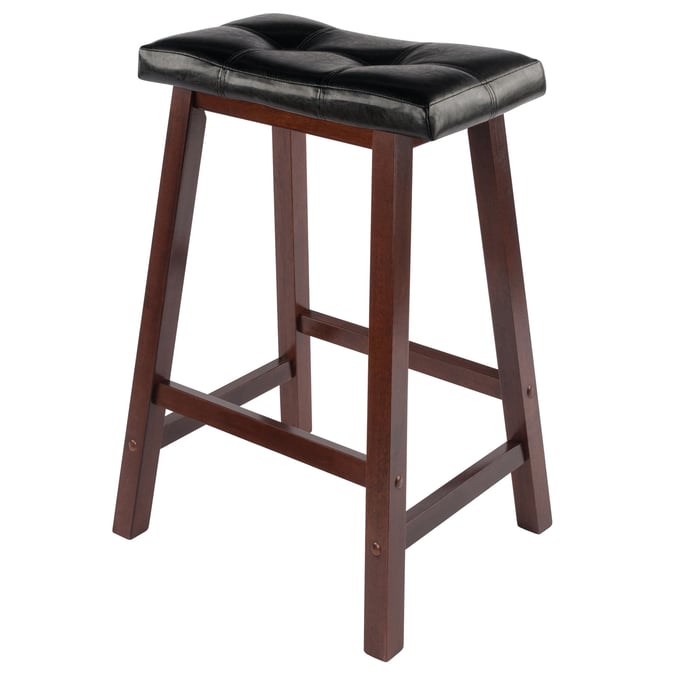 Winsome Mona Walnut Black Saddle Seat Counter Height Stool WNS-94064