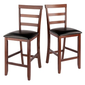 2 Winsome Simone Walnut Black Counter Height Stools