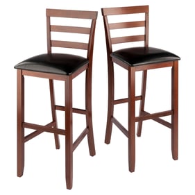 2 Winsome Simone Walnut Black Bar Stools