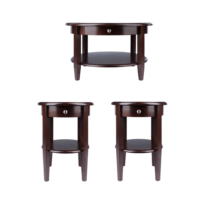 Winsome Concord Walnut 3pc Coffee Table Set WNS-9423-OCT-S1