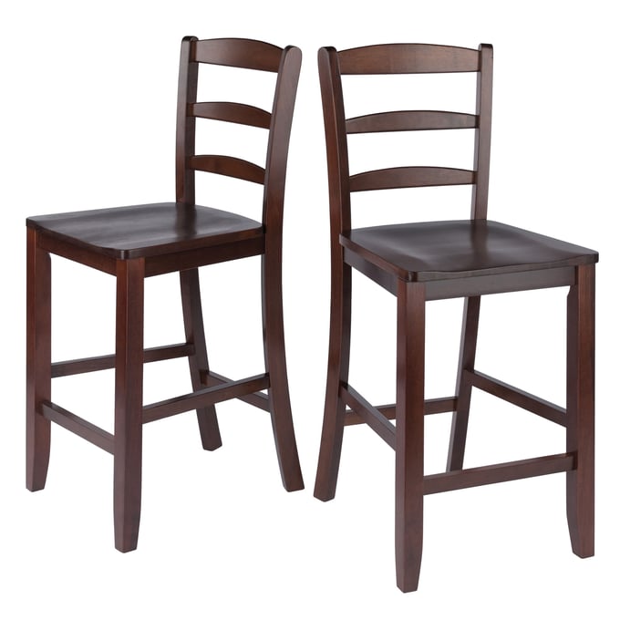 2 Winsome Benjamin Walnut Wood Counter Height Stools WNS-94244