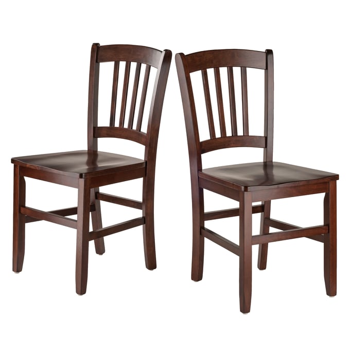 2 Winsome Madison Walnut Wood Slat Back Chairs WNS-94245