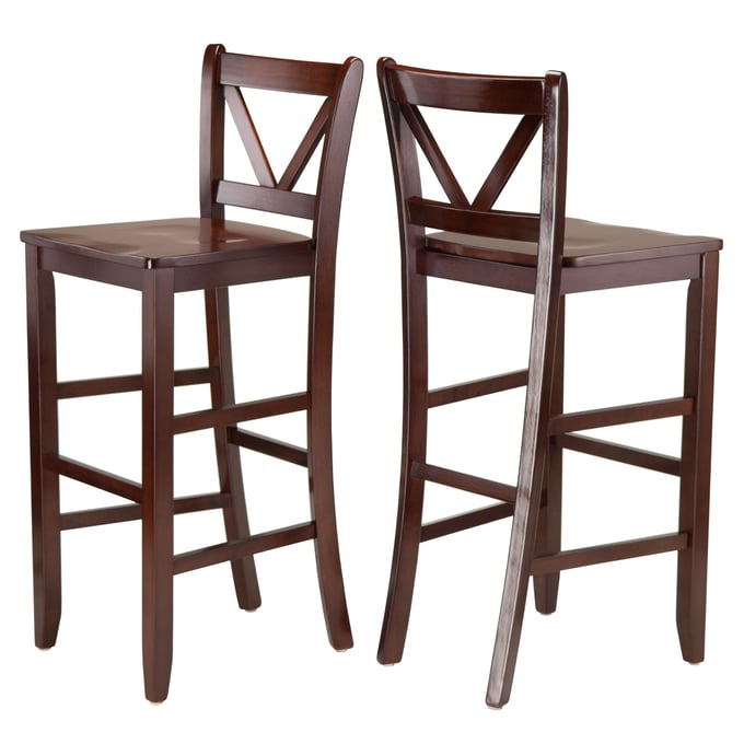 2 Winsome Victor Walnut Wood Bar Stools WNS-94259