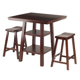 Winsome Orlando Walnut 3pc High Table Set with Saddle Seat Counter Height S...