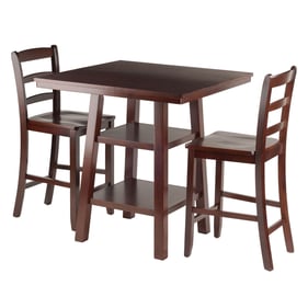 Winsome Orlando Walnut 3pc High Table Set with Ladder Back Counter Height S...