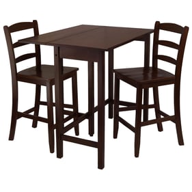 Winsome Lynnwood Walnut 3pc Drop Leaf Table and Ladder Back Counter Stools