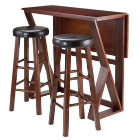 Winsome Harrington Walnut Espresso 3pc Drop Leaf Table with Bar Stools