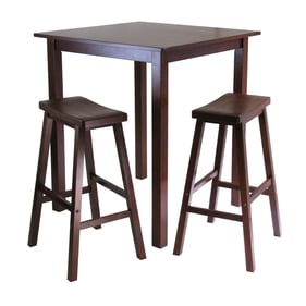 Winsome Parkland Walnut 3pc High Table Set with Saddle Seat Bar Stools