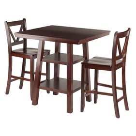 Winsome Orlando Walnut 3pc High Table Set with V Back Counter Height Stools