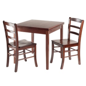 Winsome Pulman Walnut 3pc Dining Room Set with Ladder Back Chairs