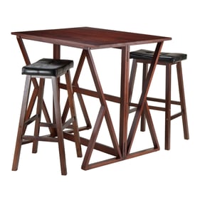 Winsome Harrington Walnut Black 3pc Drop Leaf High Table with Bar Stools