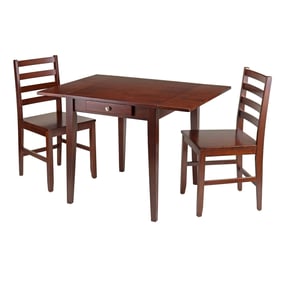 Winsome Hamilton Walnut 3pc Dining Room Set with Ladder Back Chairs