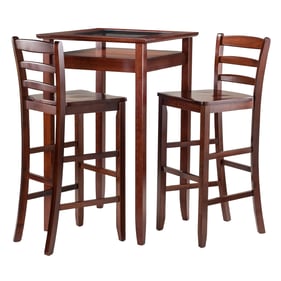 Winsome Halo Walnut 3pc Bar Set with Ladder Back Bar Stools