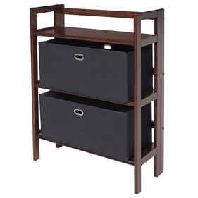 Winsome Torino Walnut Black 3pc Storage Shelf with Foldable Fabric Baskets