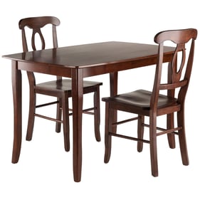 Winsome Inglewood Walnut 3pc Dining Room Set with Keyhole Back Chairs