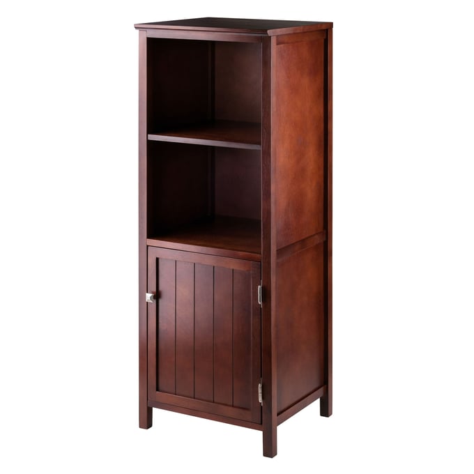 Winsome Brooke Walnut 2 Section Cupboard Open Shelf Cabinet WNS-94421