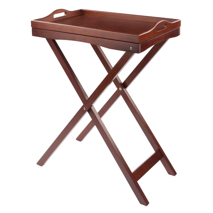 Winsome Devon Walnut Butler Snack Table with Serving Tray WNS-94422