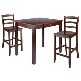 Winsome Perrone Walnut 3pc High Table Set with Ladder Back Counter Height S...