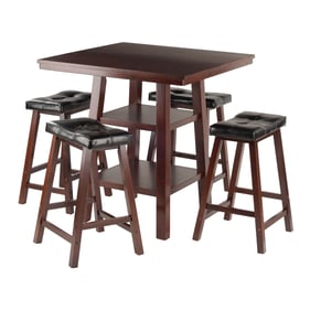 Winsome Orlando Walnut Black 5pc High Table Set with Counter Height Stools