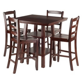 Winsome Orlando Walnut 5pc High Table Set with Ladder Back Counter Height S...