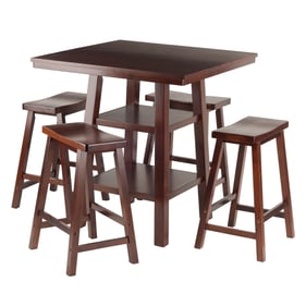 Winsome Orlando Walnut 5pc High Table Set with Counter Height Stools