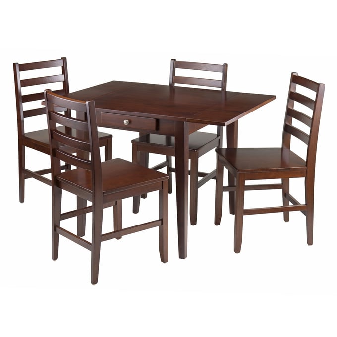 Winsome Hamilton Walnut 5pc Dining Room Set with Ladder Back Chairs WNS-94561