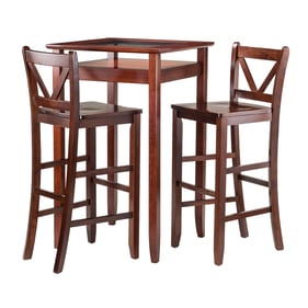 Winsome Halo Walnut 3pc Bar Set with V Back Bar Stools