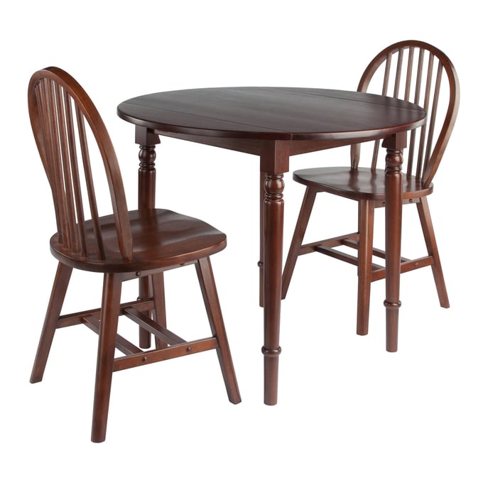 Winsome Wood Sorella Walnut 3pc Round Dining Room Set WNS-94666