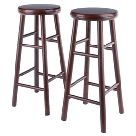 2 Winsome Shelby Walnut Swivel Bar Stools