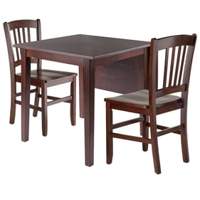 Winsome Perrone Walnut 3pc Dining Room Set with Slat Back Chairs