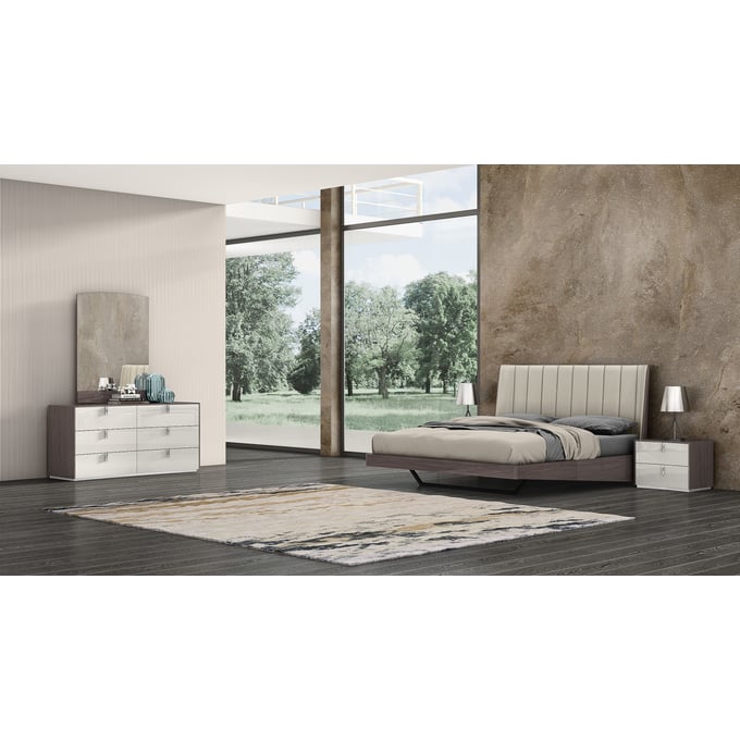 Whiteline Berlin Chestnut Light Grey 4pc Bedroom Set With King Bed WTL-BK1754-CNUT-LGRY-BR-S2