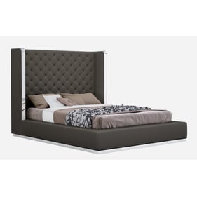 Whiteline Abrazo Dark Grey Faux Leather Queen Bed