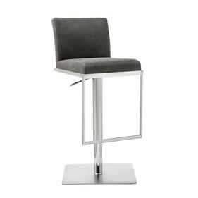 Whiteline Clay Grey Faux Leather Barstool