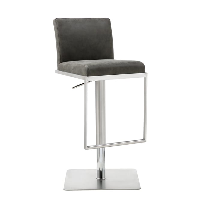 Whiteline Clay Grey Faux Leather Barstool WTL-BS1622P-GRY