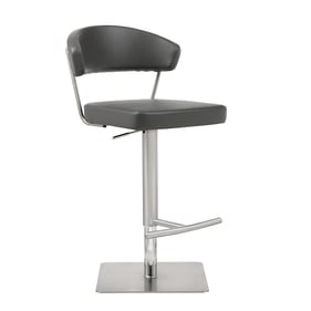 Whiteline Maureen Dark Grey Faux Leather Barstool