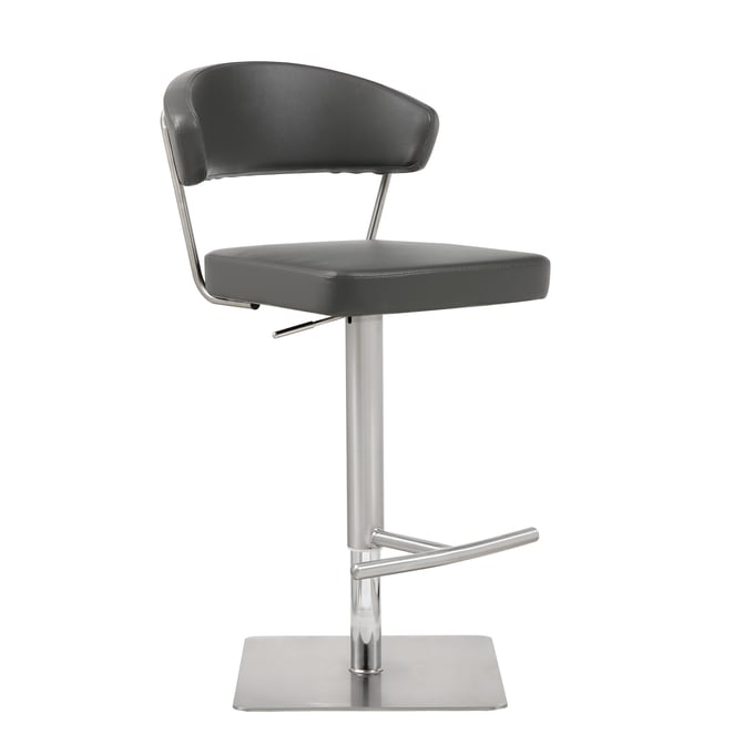 Whiteline Maureen Dark Grey Faux Leather Barstool WTL-BS1623P-DGRY