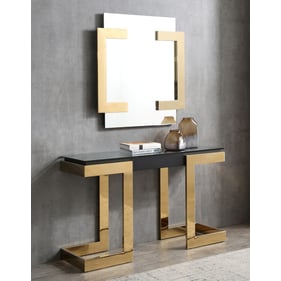 Whiteline Sumo Black Gold Stainless Steel Console Table and Mirror