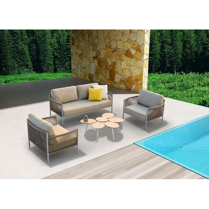 Whiteline Catalina Taupe 4pc Outdoor Seating Set WTL-COL1751-TAU