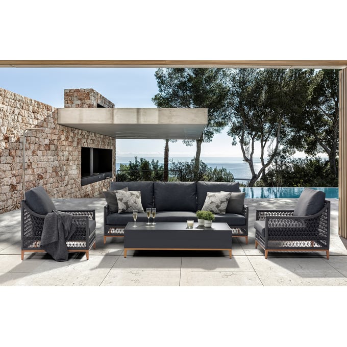 Whiteline Karen Dark Grey 4pc Outdoor Seating Set WTL-COL1832-DGRY