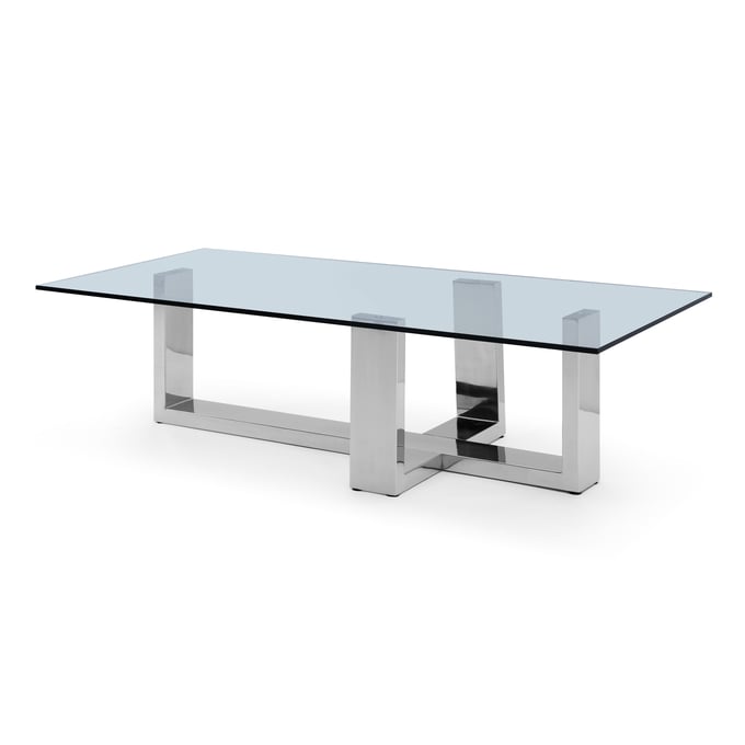 Whiteline Blake Silver Glass Top Coffee Table WTL-CT1439