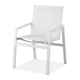 2 Whiteline Rio White Aluminum Outdoor Dining Armchairs