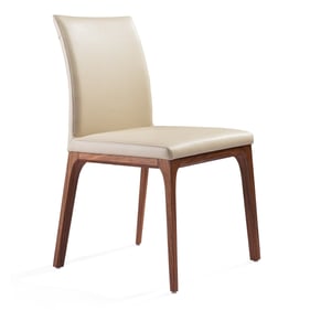 2 Whiteline Stella Taupe Walnut Dining Chairs