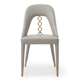 2 Whiteline Liza Light Grey Gold Dining Chairs