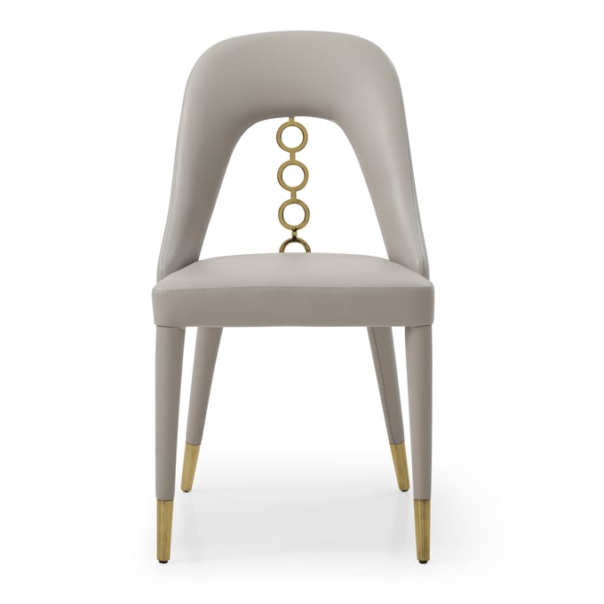 2 Whiteline Liza Light Grey Gold Dining Chairs WTL-DC1710P-LGRY-GLD