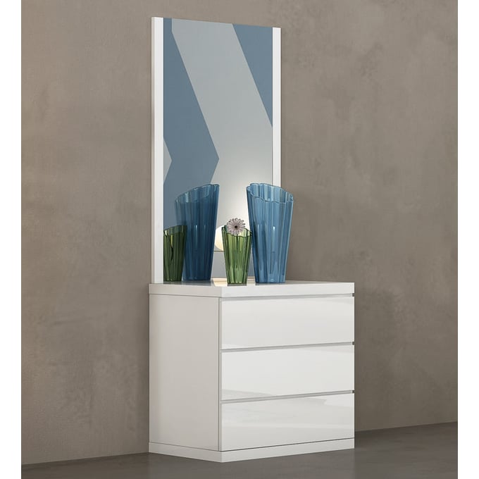 Whiteline Anna White Single Dresser and Mirror WTL-DR1207S-DRMR