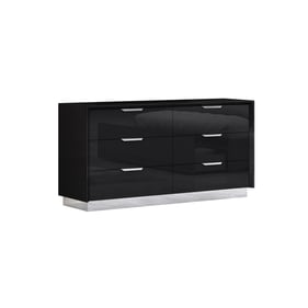 Whiteline Navi Black 6 Drawers Double Dresser