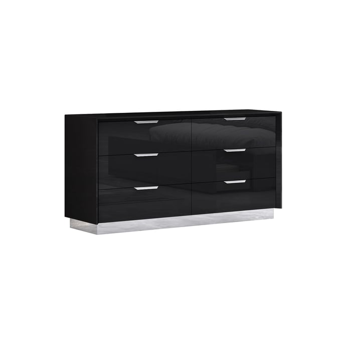 Whiteline Navi Black 6 Drawers Double Dresser WTL-DR1354-BLK