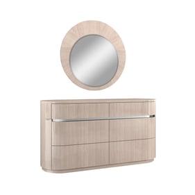 Whiteline Waves Beige Dresser and Mirror