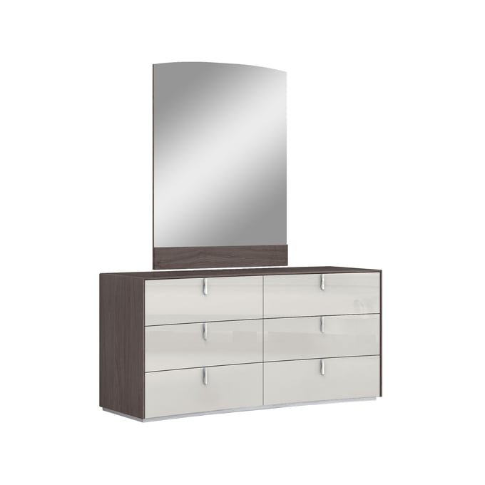 Whiteline Berlin Chestnut Light Grey Dresser and Mirror WTL-DR1754-CNUT-LGRY-DRMR